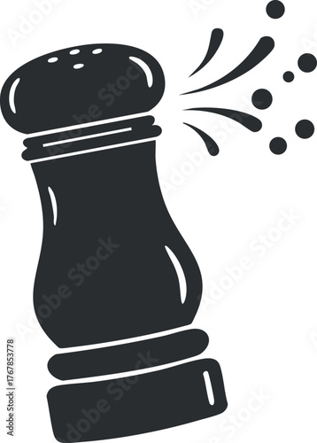 Illustration of a salt shaker used for seasoning food in cooking and dining.