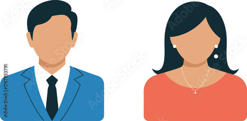 Generic male and female avatars represent people in professional settings and everyday life.