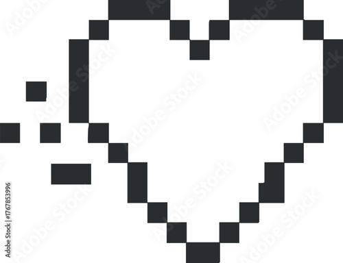 A simple pixelated heart icon representing love and emotion in digital art.