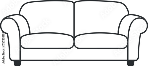 A simple outline illustration of a modern couch ideal for interior design concepts.