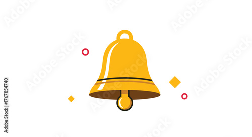 A shiny golden bell icon with small decorative elements scattered around it, symbolizing notifications or alerts.