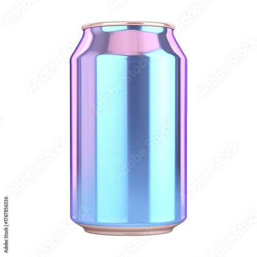 Metallic Blue Soda Can with Reflections and Smooth Texture