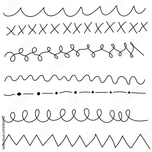 A set of simple basic divider lines drawn in doodle style
