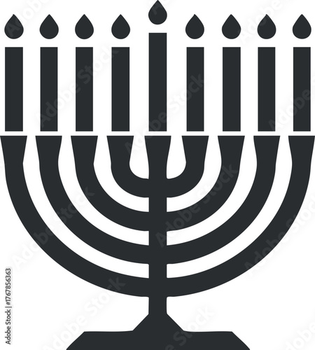 Illustration of a traditional menorah used during Hanukkah celebrations with nine branches.