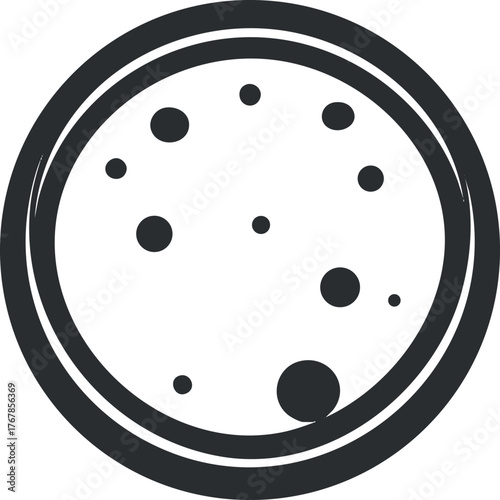 A simple illustration of a cookie featuring various chocolate chip designs on a white background.
