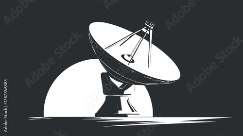 A sleek illustration of a satellite dish against a minimalist background depicting communication technology.