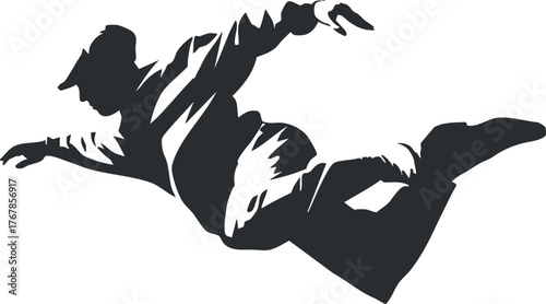 Dynamic silhouette of an athlete leaping in mid-air showcasing energy and movement.