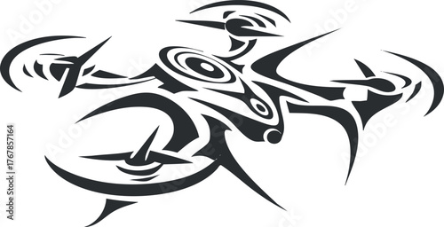Stylized illustration of a futuristic drone design showcasing innovative and dynamic features.