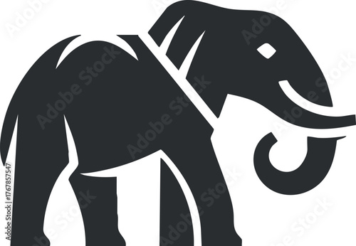 Stylized black silhouette of an elephant representing wildlife and nature conservation.