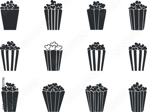 A stylish pattern of popcorn buckets perfect for movie night or snack-themed designs.