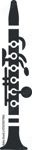 Silhouette of a clarinet showcasing its elegant design and structure for musical performances.