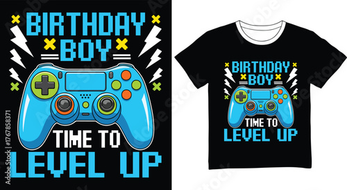 Birthday boy video game level up celebration design