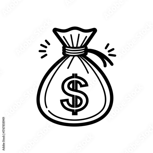 Money bag with dollar symbol on transparent background