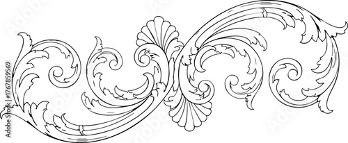 Slika na platnu Elegant vintage scrollwork flourish adds ornate detail and classic beauty to any