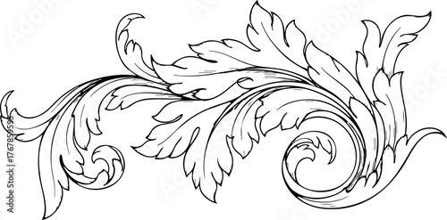 Elegant swirling baroque flourish design perfect for decorative borders invitations and classic branding projects