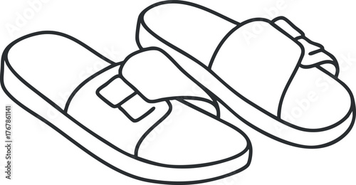 A minimalist line drawing of a pair of stylish sandals perfect for summer wear.