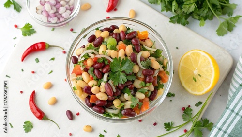 Colorful bean salad featuring fresh ingredients and vibrant spices for a delightful summer meal