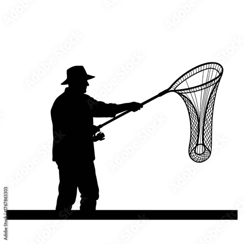 Silhouette of a man standing and looking forward isolated on white background silhouette