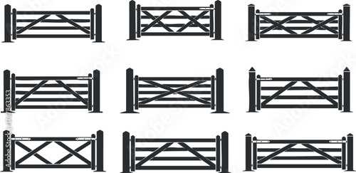 A collection of various gate designs ideal for outdoor and agricultural settings.
