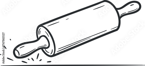 A simple illustration of a rolling pin used for baking and cooking.