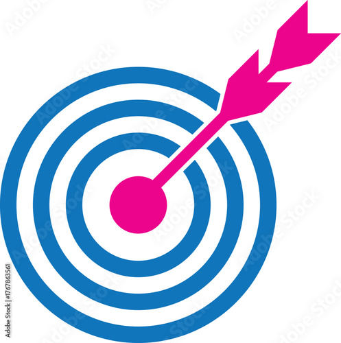 Arrow hits bullseye on target graphic
