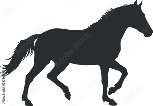 A silhouette of a horse running in motion showcasing its grace and strength.