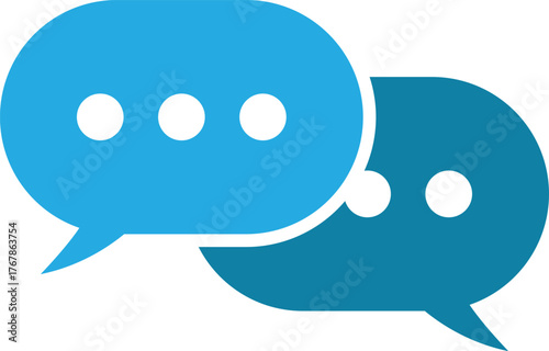 Two chat bubbles communicating digital conversation symbols