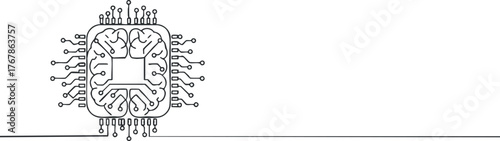 An illustration of a microchip with circuit patterns representing advanced technology and innovation.