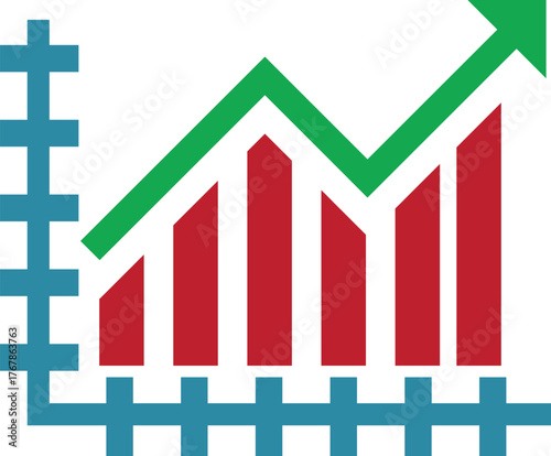 Green arrow upward trend bar chart icon