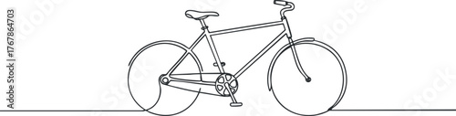 Minimalist line art illustration of a bicycle showcasing its sleek design and structure.