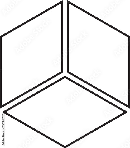 Isometric Cube Block Diagram Icon Vector Shape 3D Geometric Prism Solid Figure Abstract Structure Polygonal Frame Connection Technology Box Template