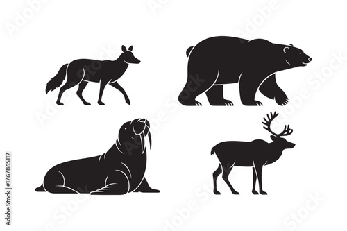 Silhouette collection of arctic and forest animals