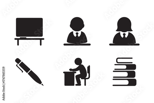 Education and learning icons set