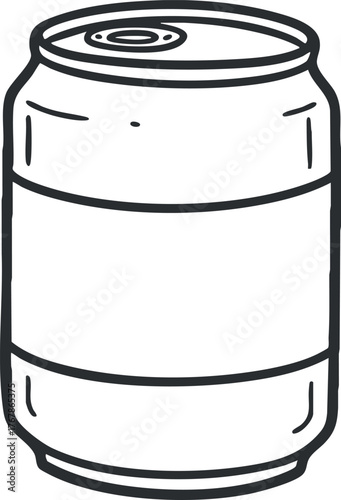 A simple outline illustration of an empty beverage can with a round cylindrical shape.