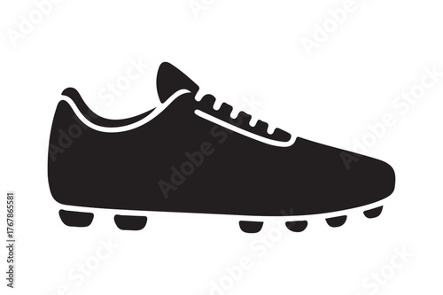 Black silhouette of a soccer cleat with laces