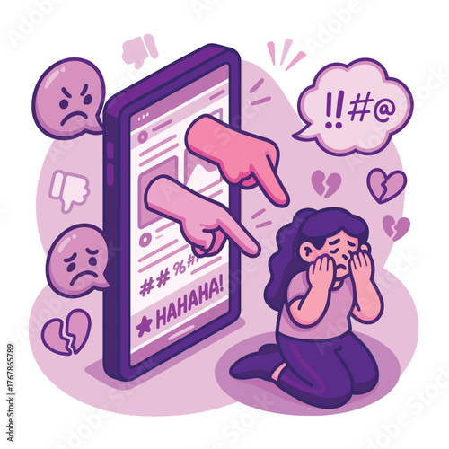 Cyber bullying concept illustration