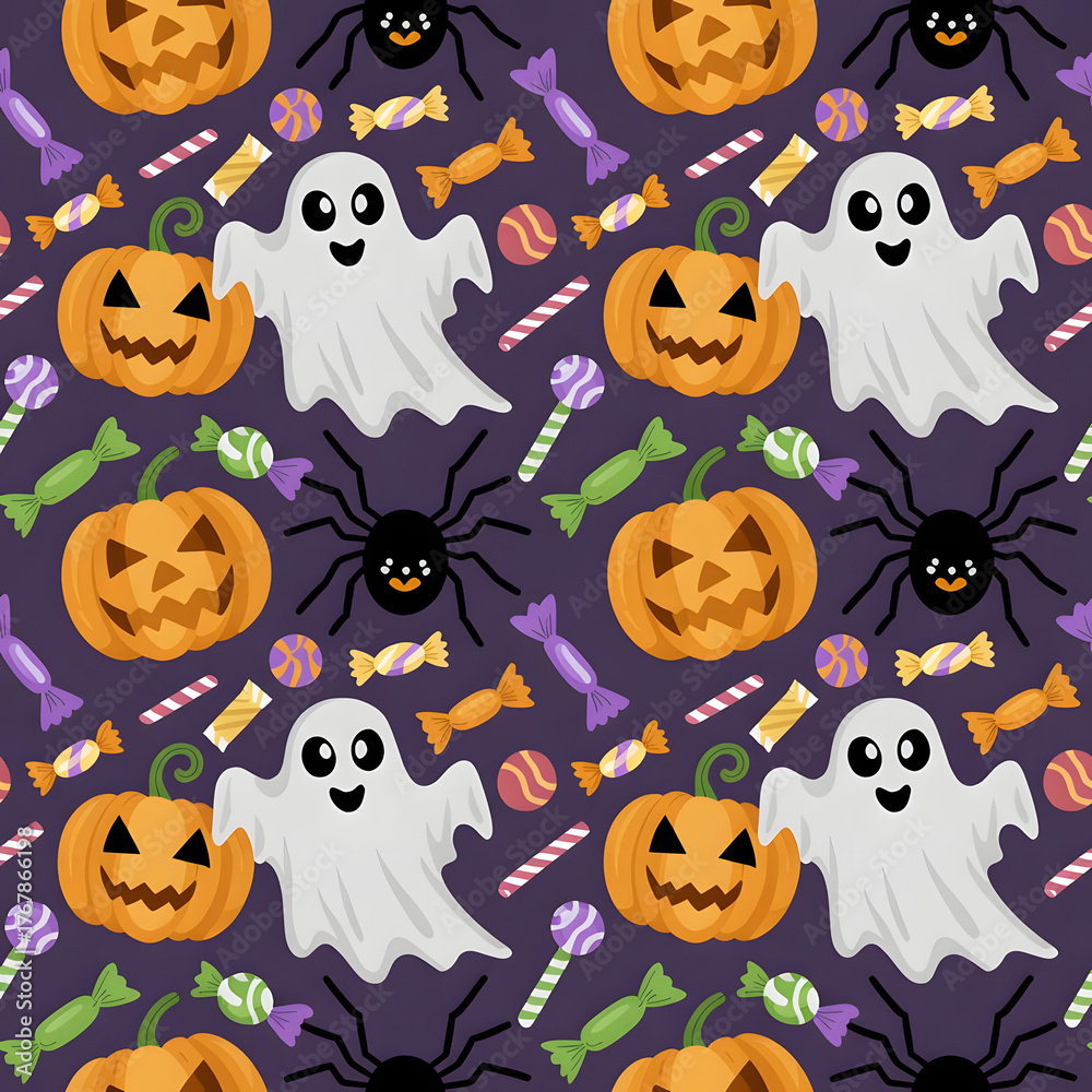 Naklejka premium halloween seamless background