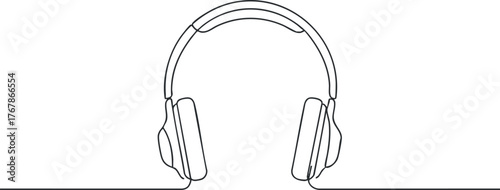 A minimalist line drawing of headphones, perfect for music and audio-related designs.