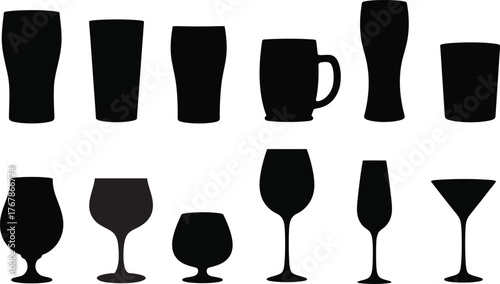 A collection of alcohol glass shapes