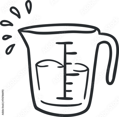 A measuring cup filled with water, ideal for cooking and baking tasks in the kitchen.