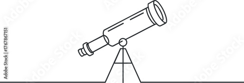 Illustration of a telescope on a tripod used for astronomical observation and stargazing.