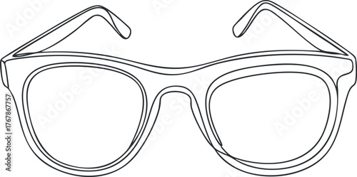 Outline illustration of stylish sunglasses designed for fashion and sun protection purposes.