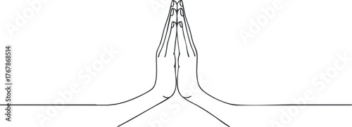 Illustration of two hands in a prayer gesture representing spirituality and mindfulness.
