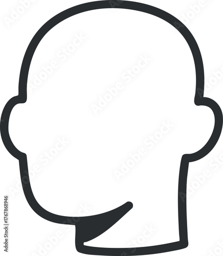 Minimalist outline of a human head profile in a simple artistic style.