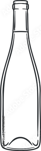 A simple outline illustration of an empty glass bottle suitable for beverage designs.