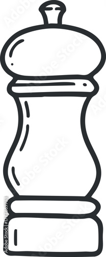 Illustration of a pepper shaker used for seasoning dishes in cooking and dining.