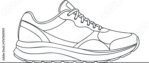 Illustration of a running shoe design showcasing a stylish and modern sneaker outline.