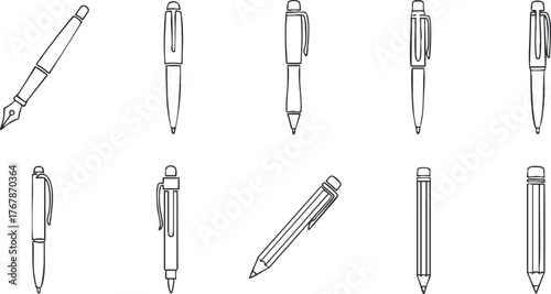 A collection of various pen illustrations suitable for artistic and educational purposes.