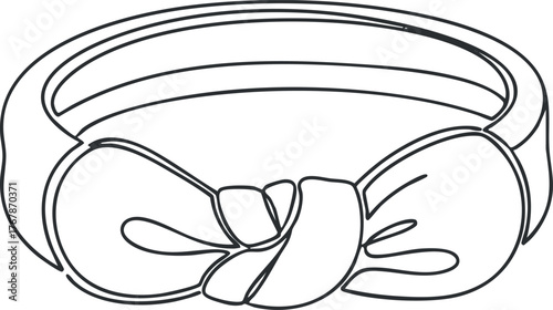 A minimalist outline illustration of a stylish knotted hairband for fashion accessories.