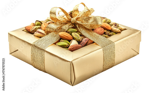 Elegant Diwali gift box filled with assorted dry fruits for seasonal celebration and gifting isolated on transparent background PNG